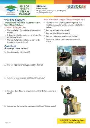 Click to view Resource 101023 10 Questions you must ask at the Isle of Wight Steam Railway