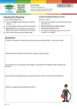 Click to view Resource 101181 Understanding Railway Texts - Reading for Meaning 