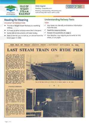 Click to view Resource 101182 Understanding Railway Texts - Reading for Meaning 