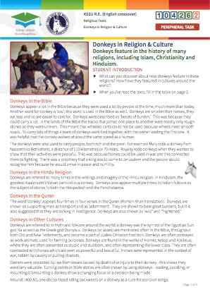 Click to view Resource 104262 Donkeys in Religion & Culture