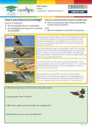 Click to view Resource 105006 How's your Nature Knowledge?  Reading for Information.