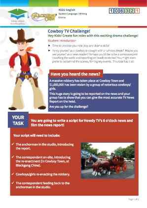 Click to view Resource 106321 Cowboy TV Challenge! Creating and sustaining roles at Cowboy Town!