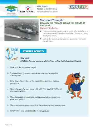 Click to view Resource 107551 History of Transport: causes and consequences in the nineteenth century