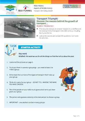 Click to view Resource 107552 History of Transport: causes and consequences in the nineteenth century