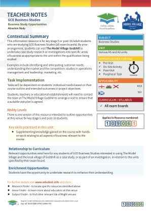 Thumbnail image of Education Destination resource 109061 Teacher Note