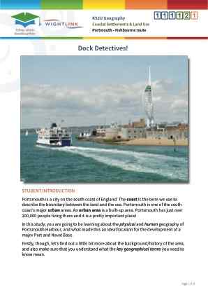 Click to view Resource 111121 Dock Detectives! Coastal Settlements and Land Use (Portsmouth - Fishbourne route)